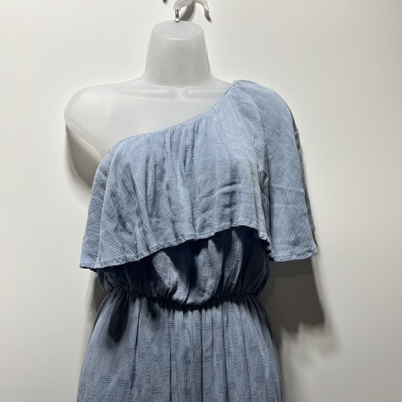altar'd state Romper Womens Size Small Blue Lined One Shoulder Ruffled Trim - Picture 5 of 10